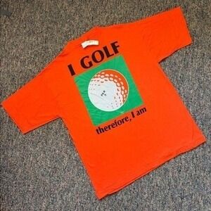 Vintage Sun Sportswear Golf T Shirt Mens XL Orange I Golf Therefore I Am‎ Tee